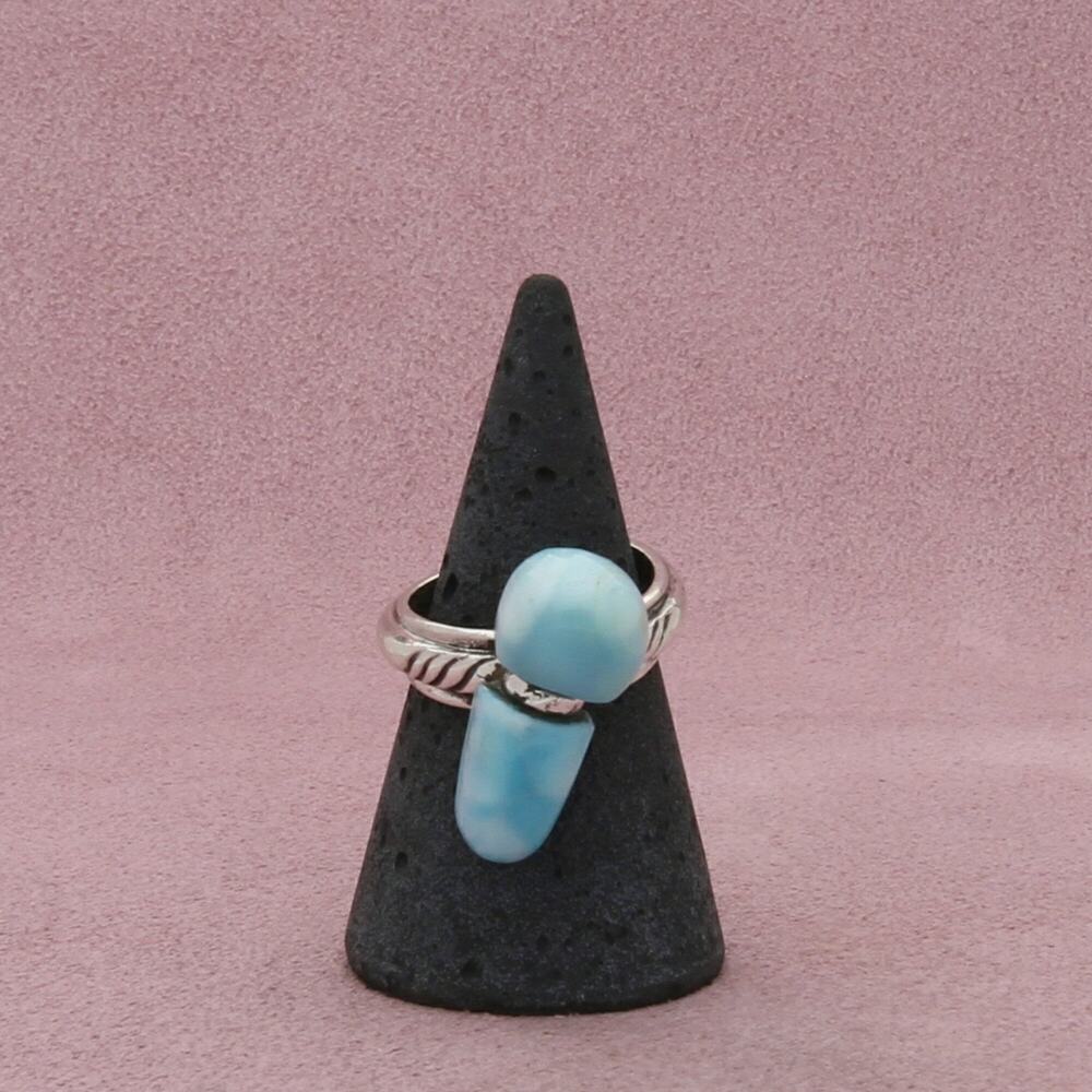 sterling silver unique artisan crafted blue larimar ring size 6